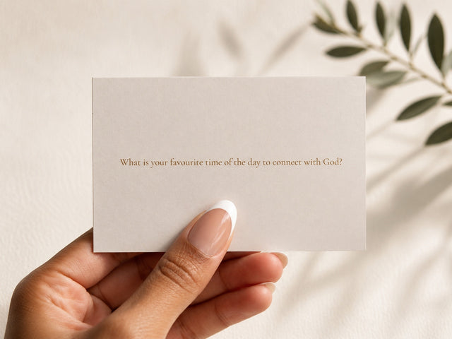 Faith Unfiltered light question card asking about a favourite time of day to connect with God